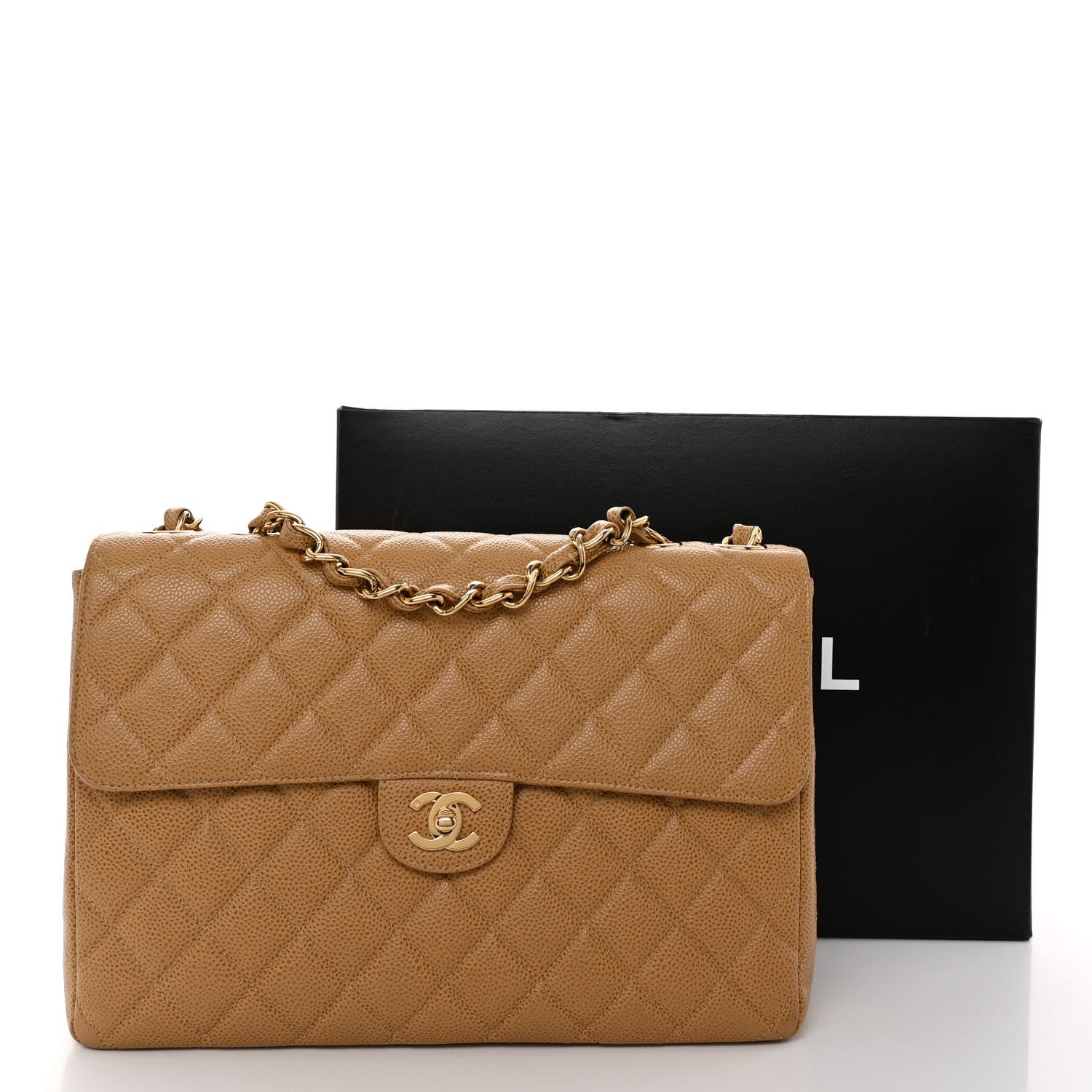 Chanel Caviar Quilted Jumbo Single Flap Beige 10 of 10