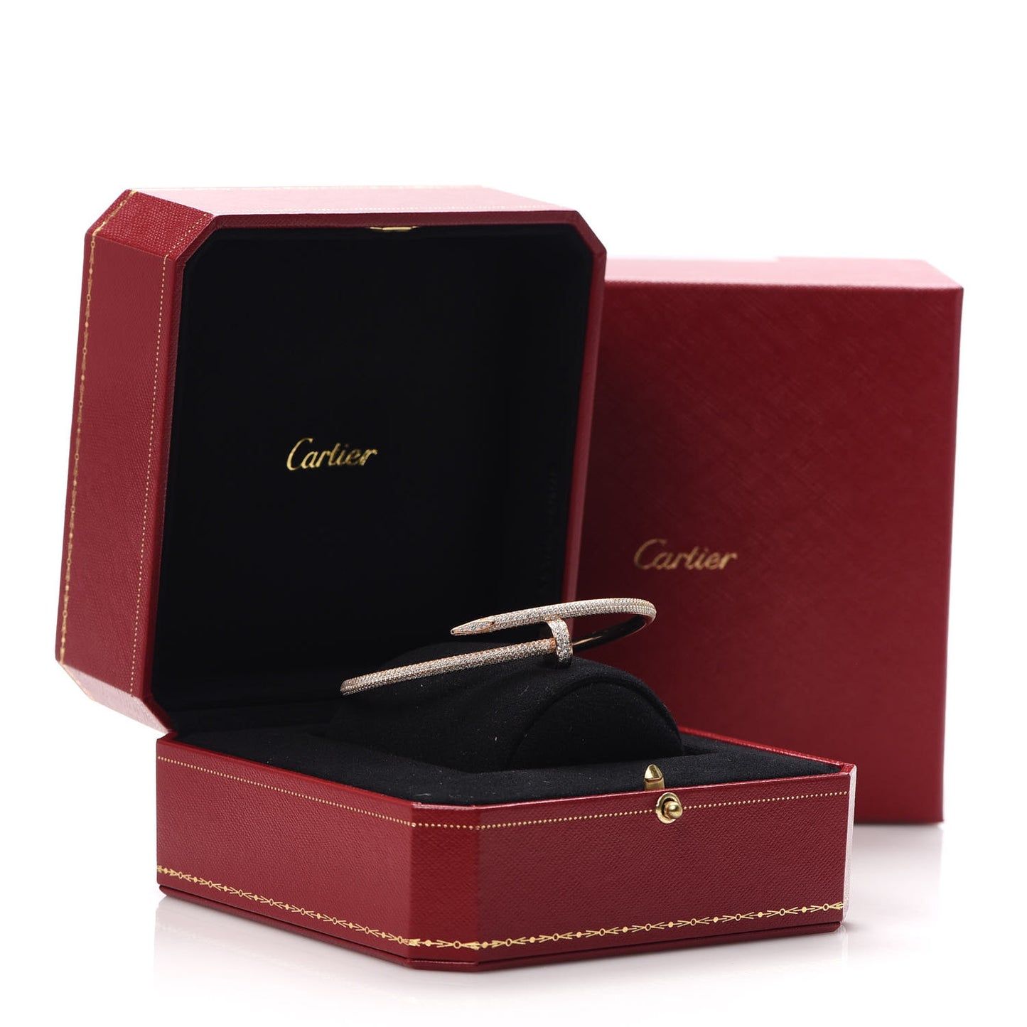 18K Pink Gold Diamond Juste Un Clou Paved Bracelet 19
