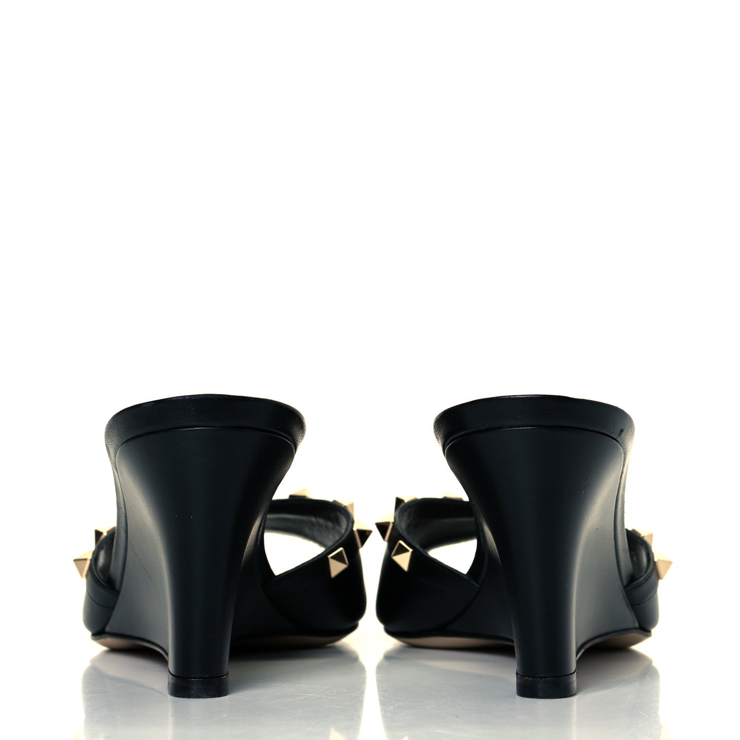 Valentino Garavani Calfskin Rockstud Wedge Sandals 41 Black 9 of 24