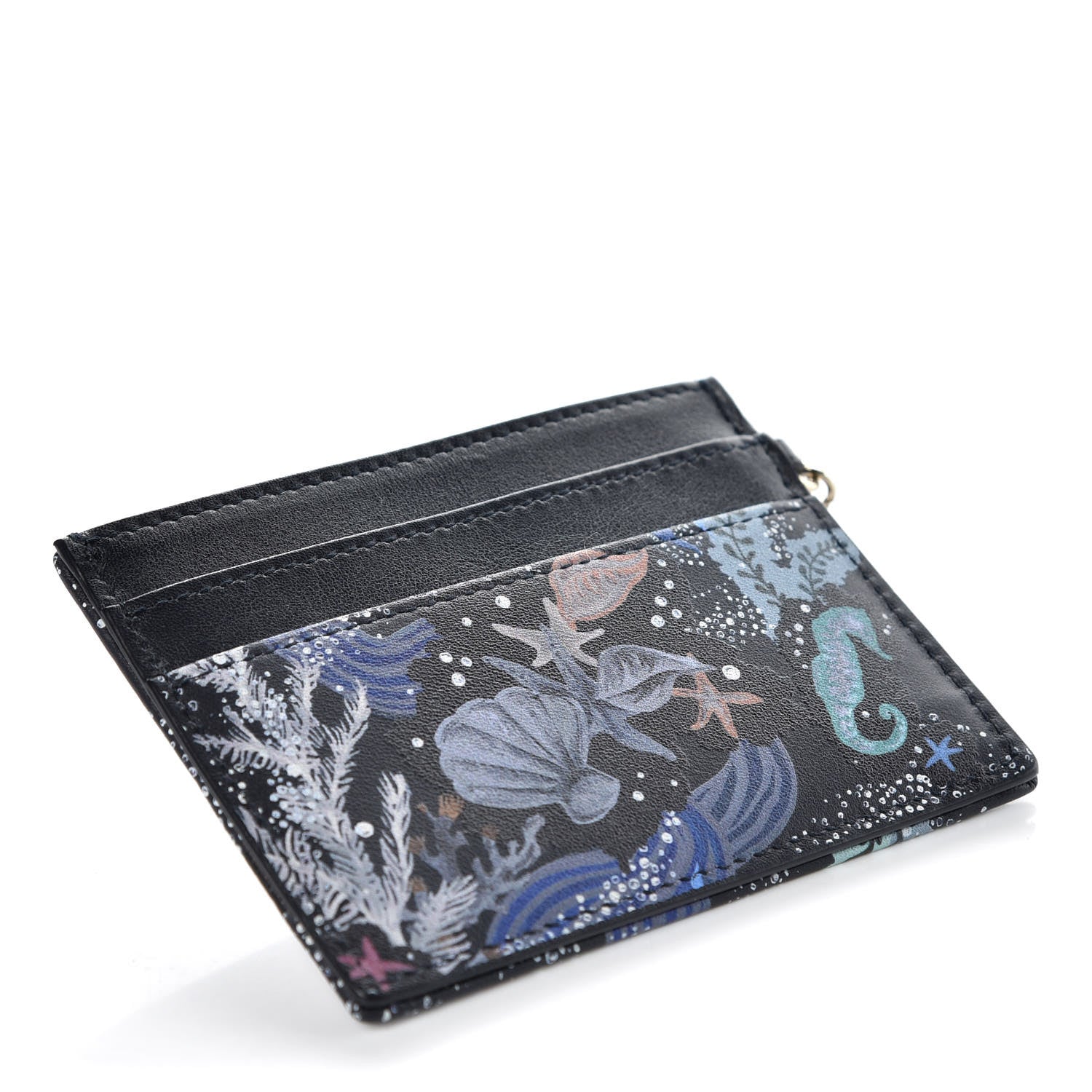 Christian Dior Calfskin Printed Nature Ballet Lady Dior Card Holder Blue 4 of 8