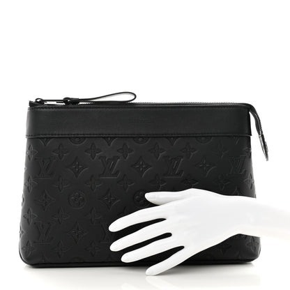 Louis Vuitton Shadow Calfskin Monogram Pochette Voyage Souple Black 2 of 6