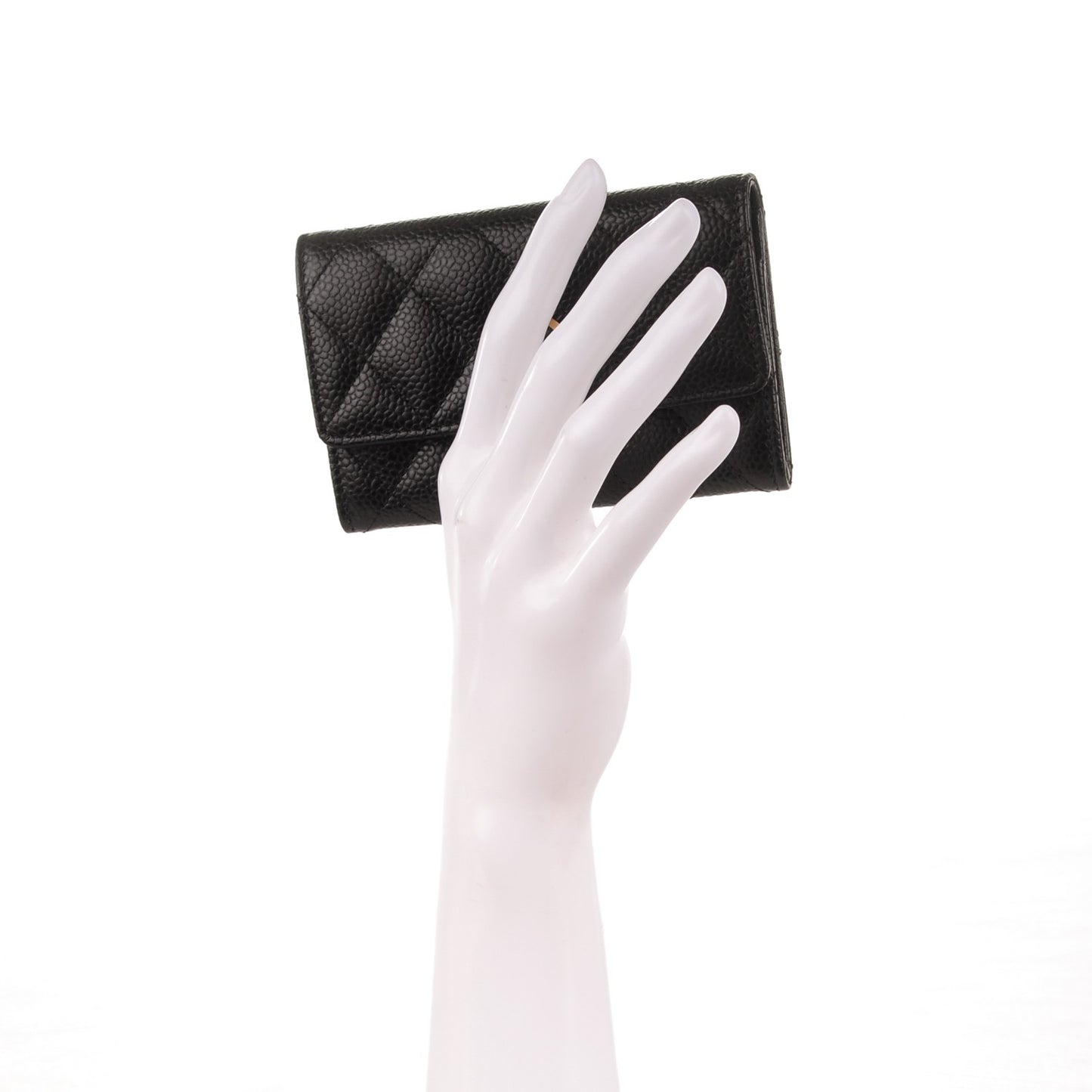 Caviar Quilted Flap Card Holder Black