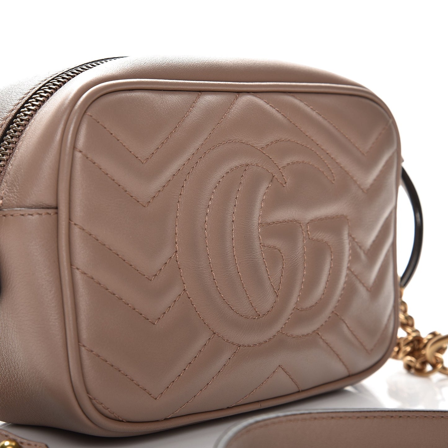Calfskin Matelasse Mini GG Marmont Chain Shoulder Bag Nude
