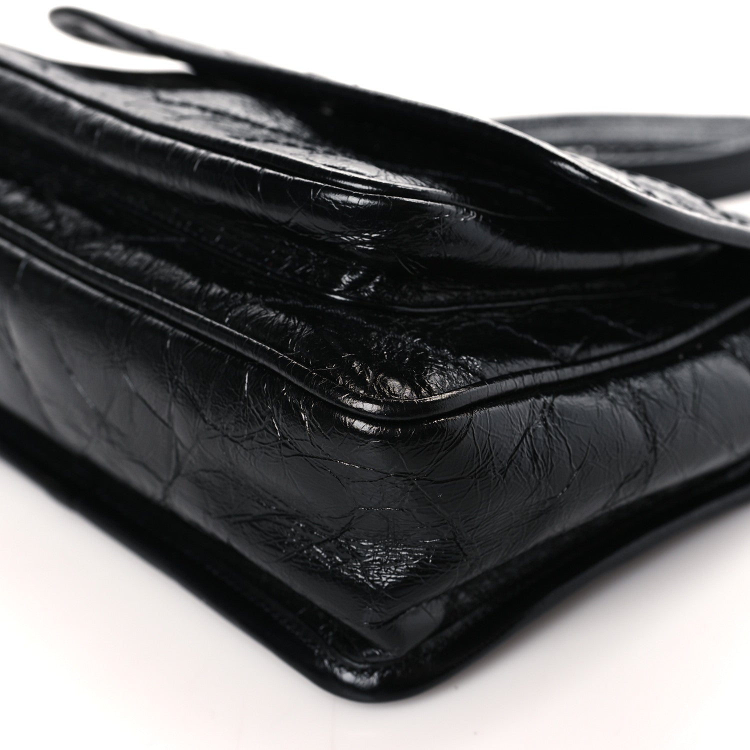 Saint Laurent Crinkled Calfskin Matelasse Monogram Baby Niki Chain Satchel Black 8 of 8
