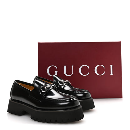 Gucci Cordovan Lux Womens Horsebit 45mm Platform Loafers 39.5 Black 9 of 9