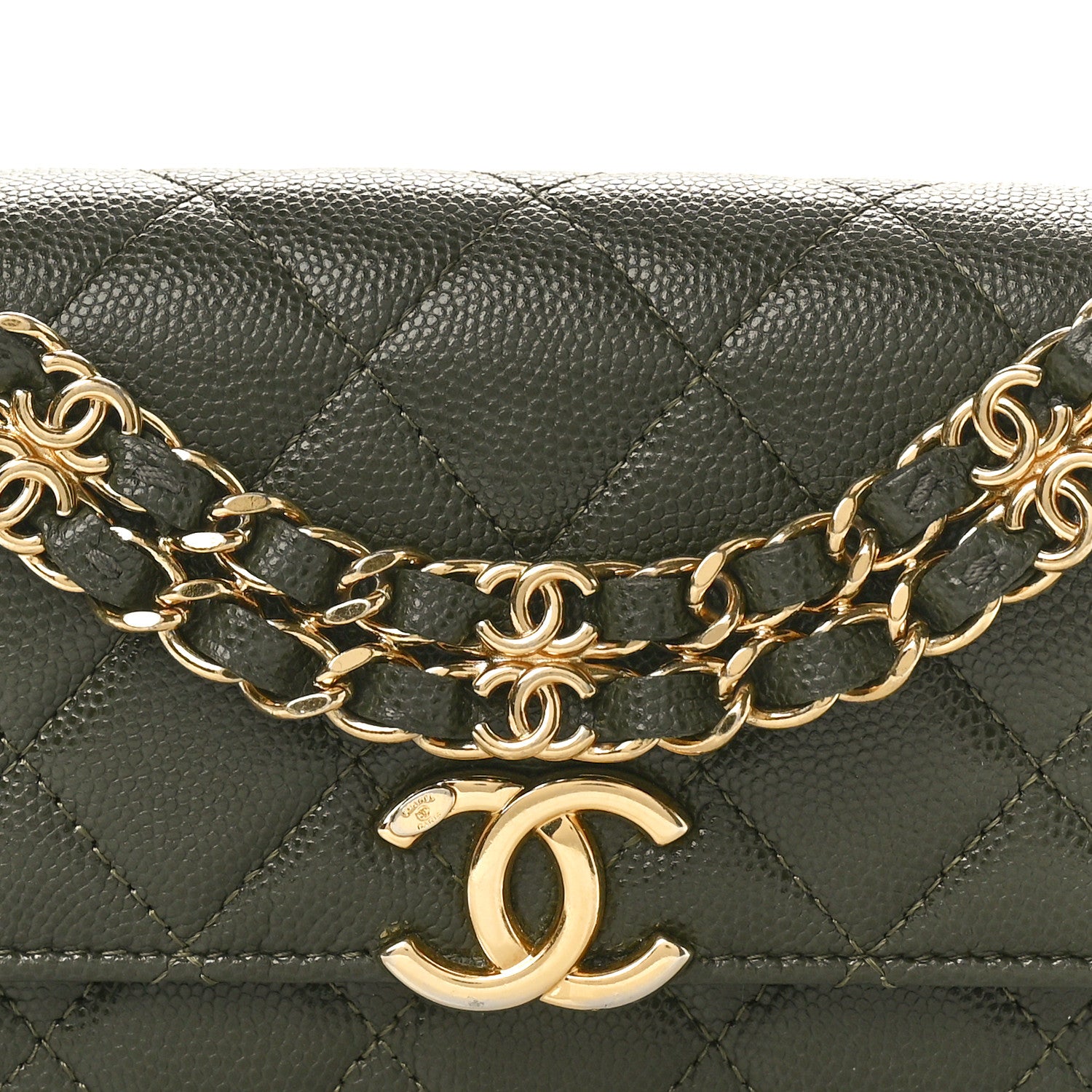 Chanel Caviar Quilted Coco First Phone Holder With Chain Khaki 8 of 10