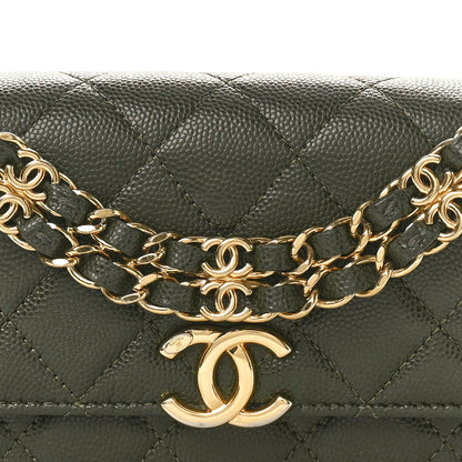 Chanel Caviar Quilted Coco First Phone Holder With Chain Khaki 8 of 10