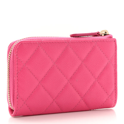 Chanel Caviar Quilted Zipped Key Holder Case Pink 2 of 7