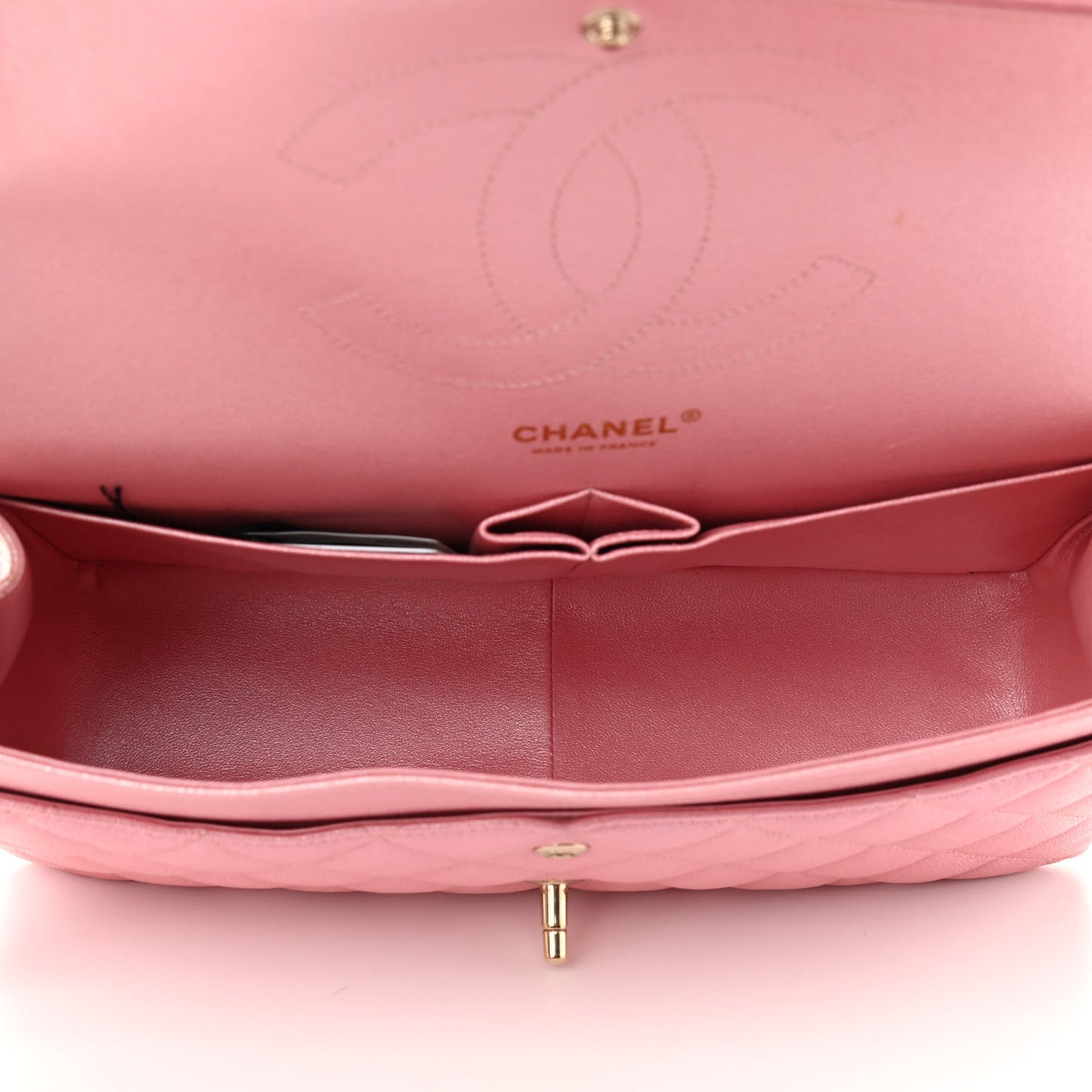 Iridescent Caviar Quilted Jumbo Double Flap Rose Pink