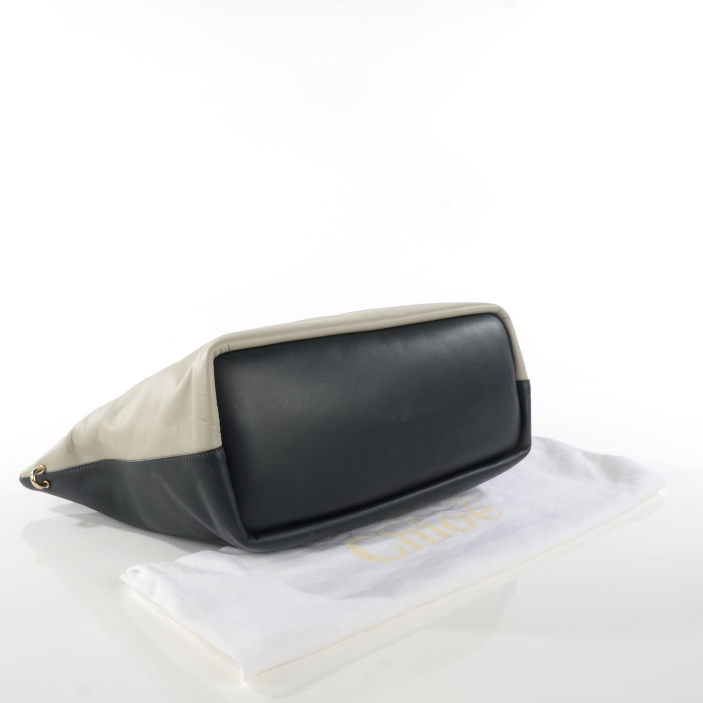 Smooth Calfskin Large Baylee Tote Marshmallow Grey Black