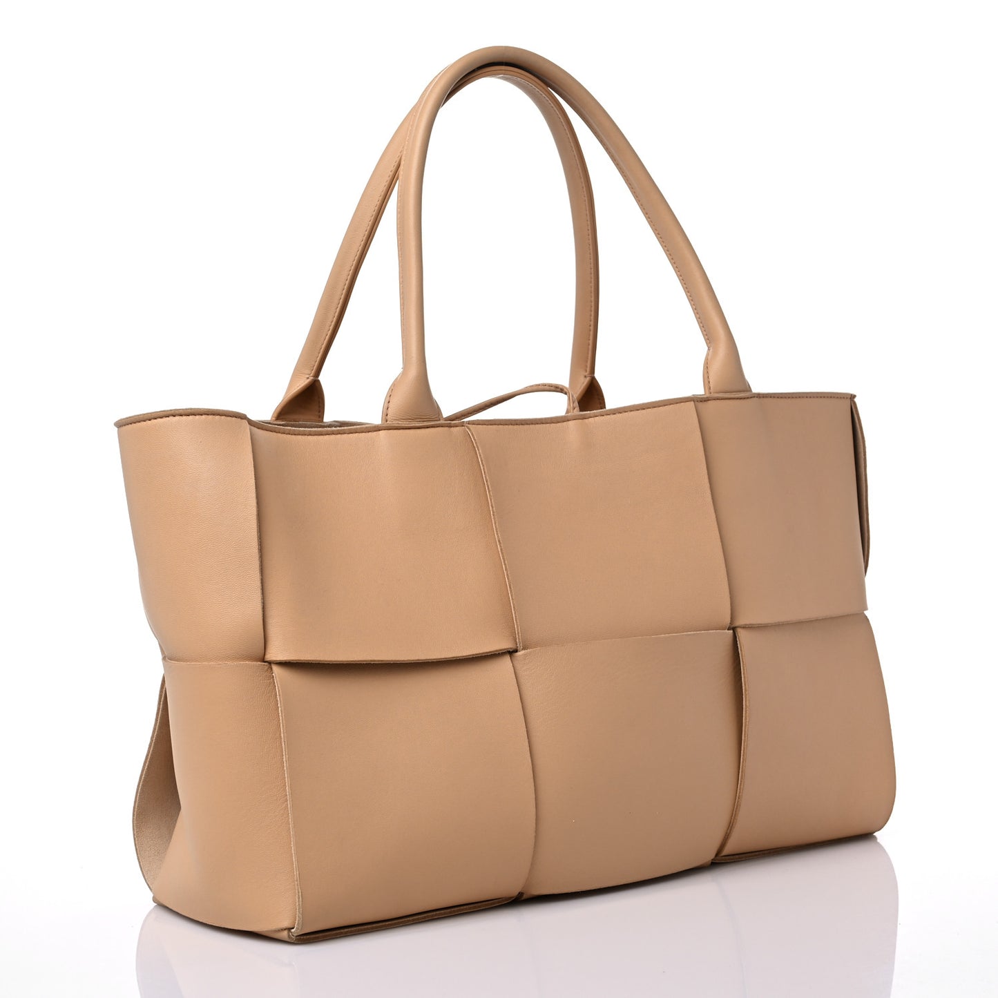 Nappa Maxi Intrecciato Medium Arco Tote Almond