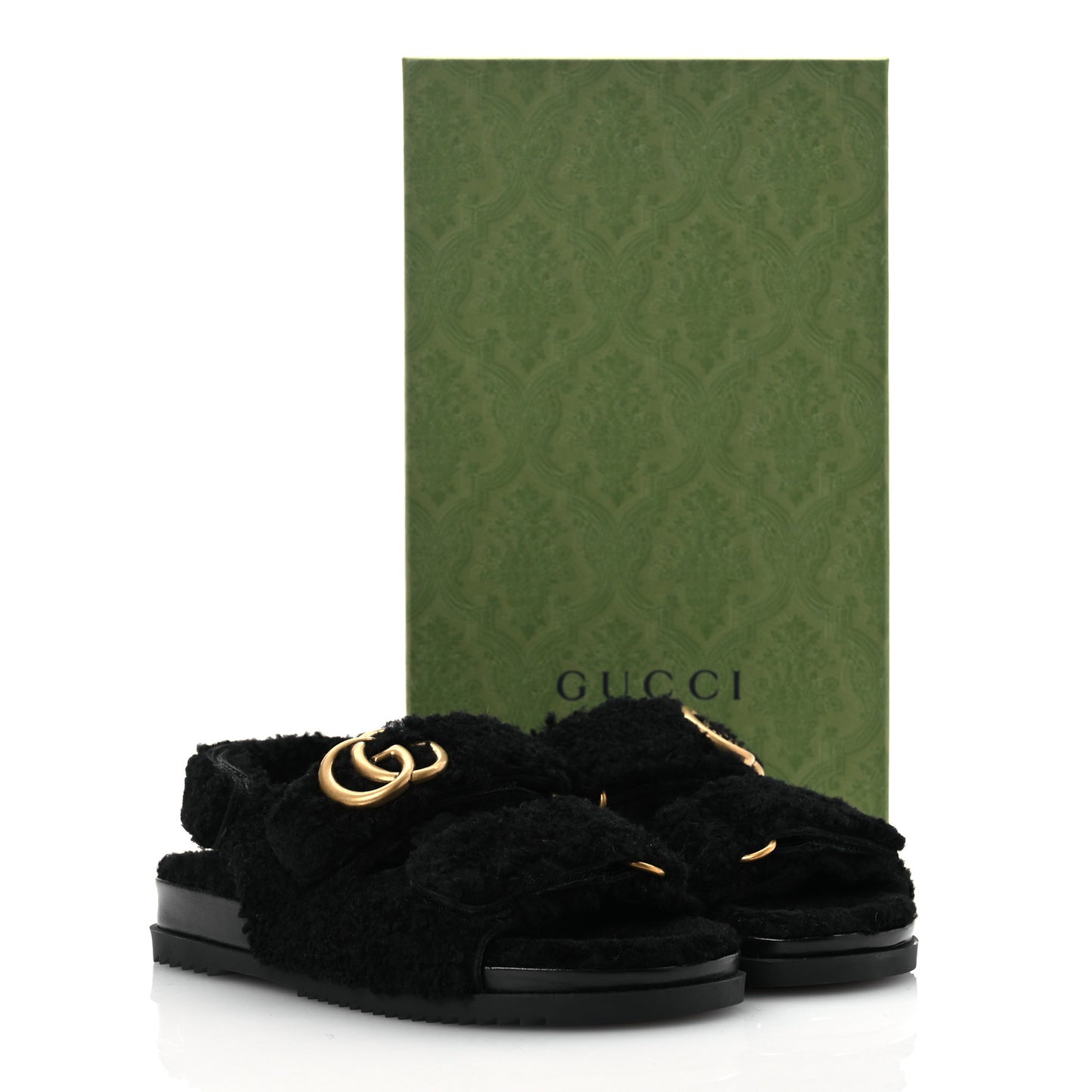 Merino Wool Interlocking G Dad Sandals 37 Black