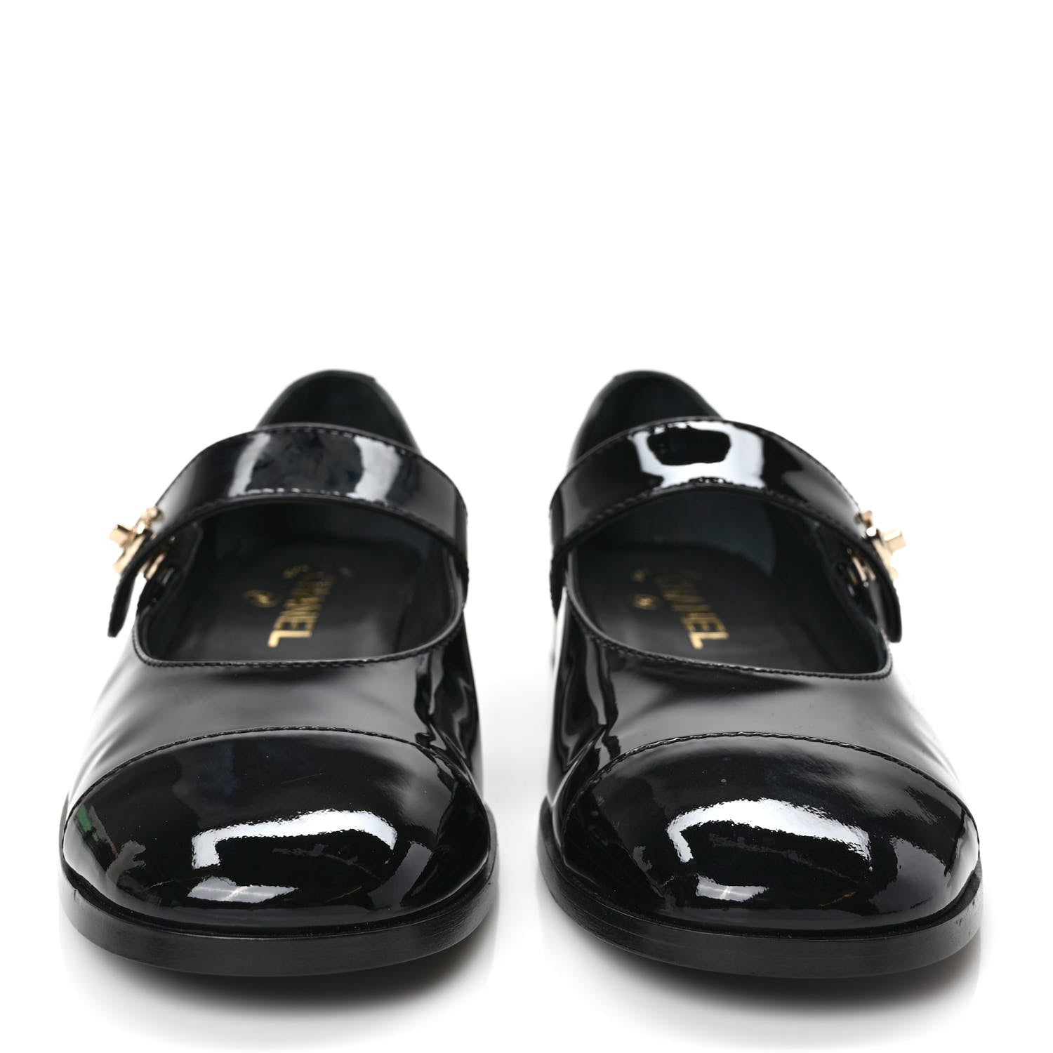 Chanel Patent Calfskin Mary Janes Flats 38.5 Black 2 of 9