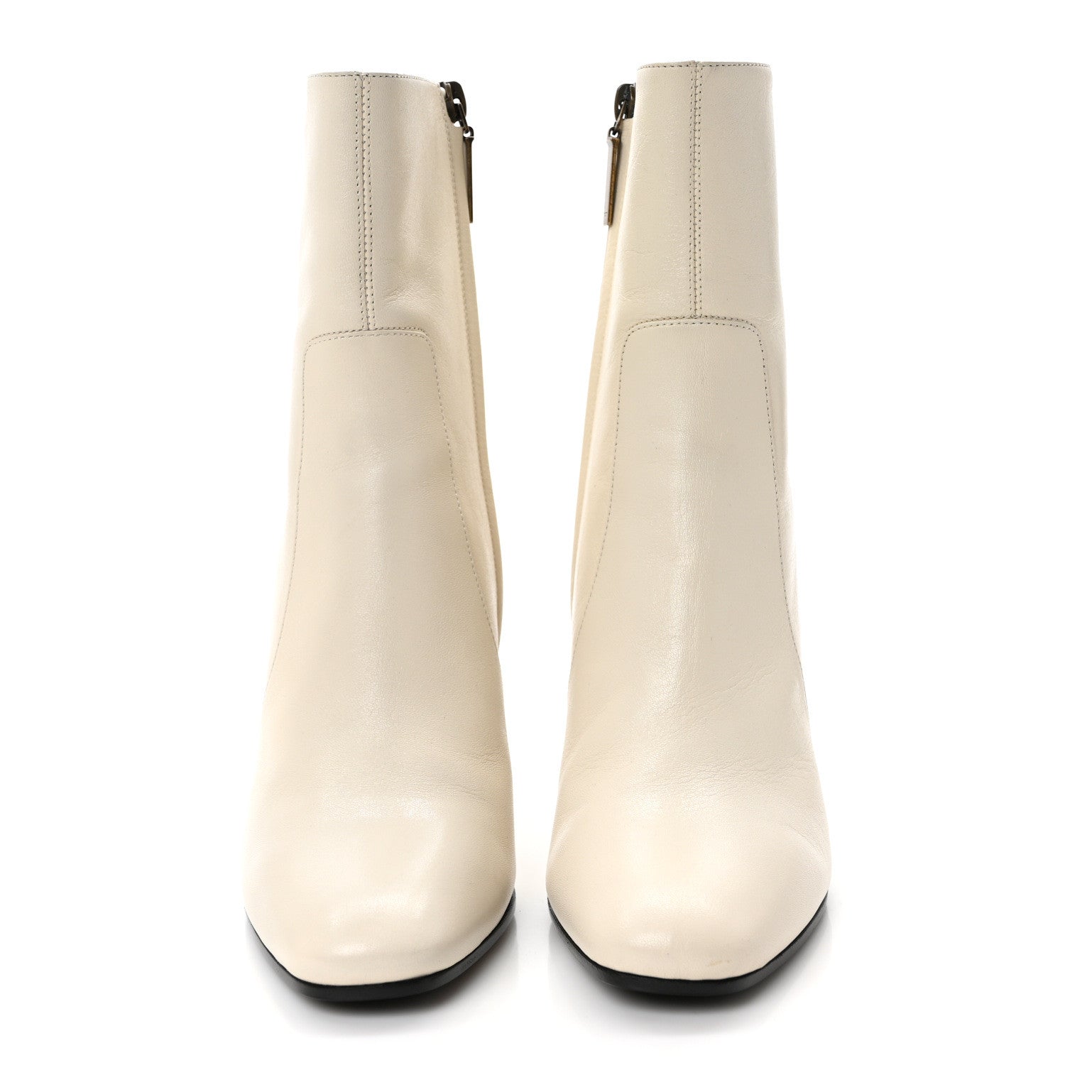 Saint Laurent Calfskin Jane 90 Zip Booties 37 Biege 2 of 7
