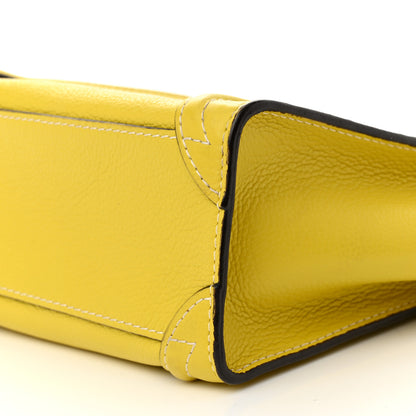 Celine Drummed Calfskin Nano Luggage Citron 9 of 13