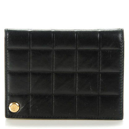Chanel Lambskin Chocolate Bar Quilted Card Holder Wallet Black 1 of 8