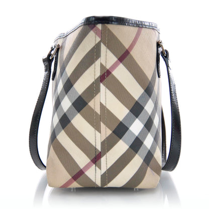 Burberry Patent Trim Nova Check Tote Black 6 of 11