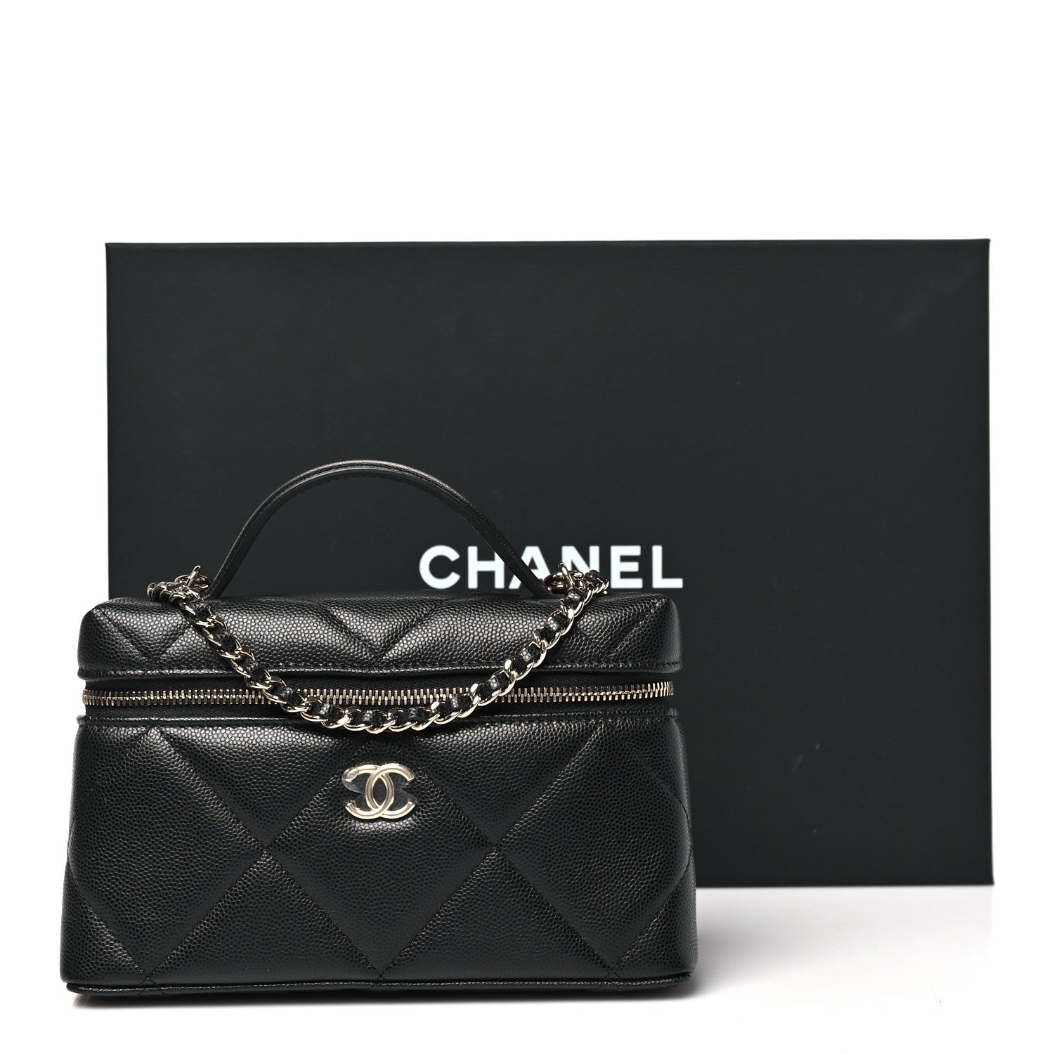 Chanel Caviar Quilted Top Handle Slim Vanity With Chain Black 11 of 11
