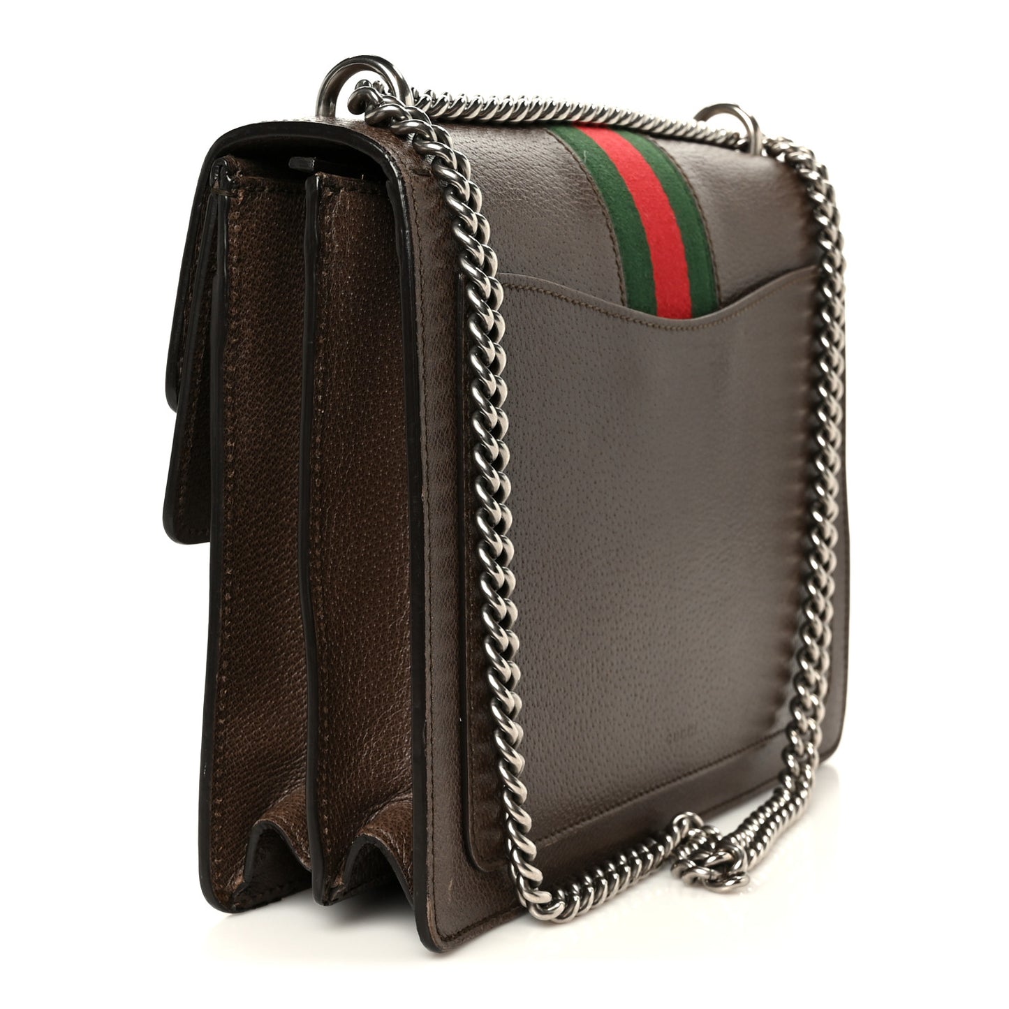 Textured Calfskin Web Medium Dionysus Shoulder Bag New Acero