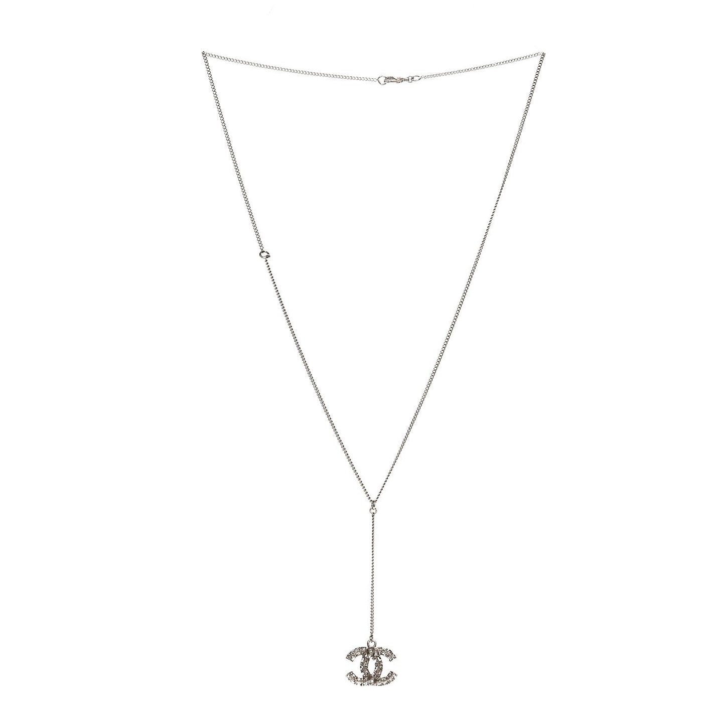 Baguette Crystal CC Necklace Silver