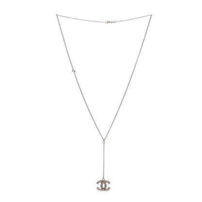 Chanel Baguette Crystal CC Necklace Silver 3 of 4