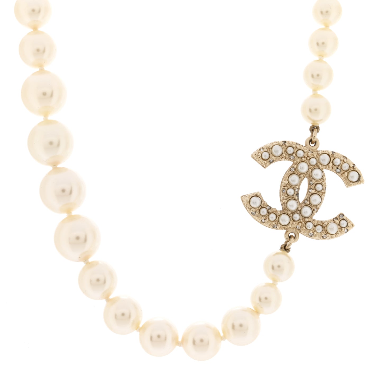 Pearl CC 100th Anniversary Necklace Light Gold