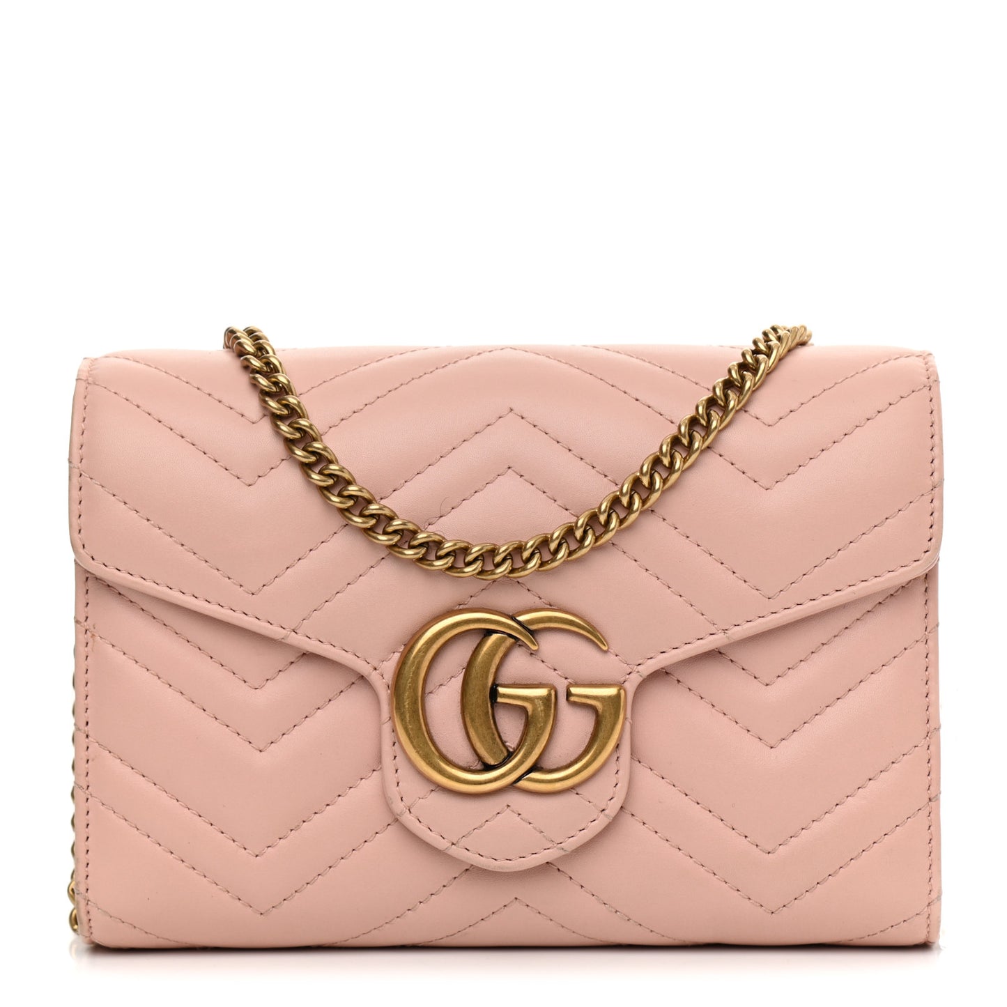 Calfskin Matelasse GG Marmont Chain Wallet Perfect Pink