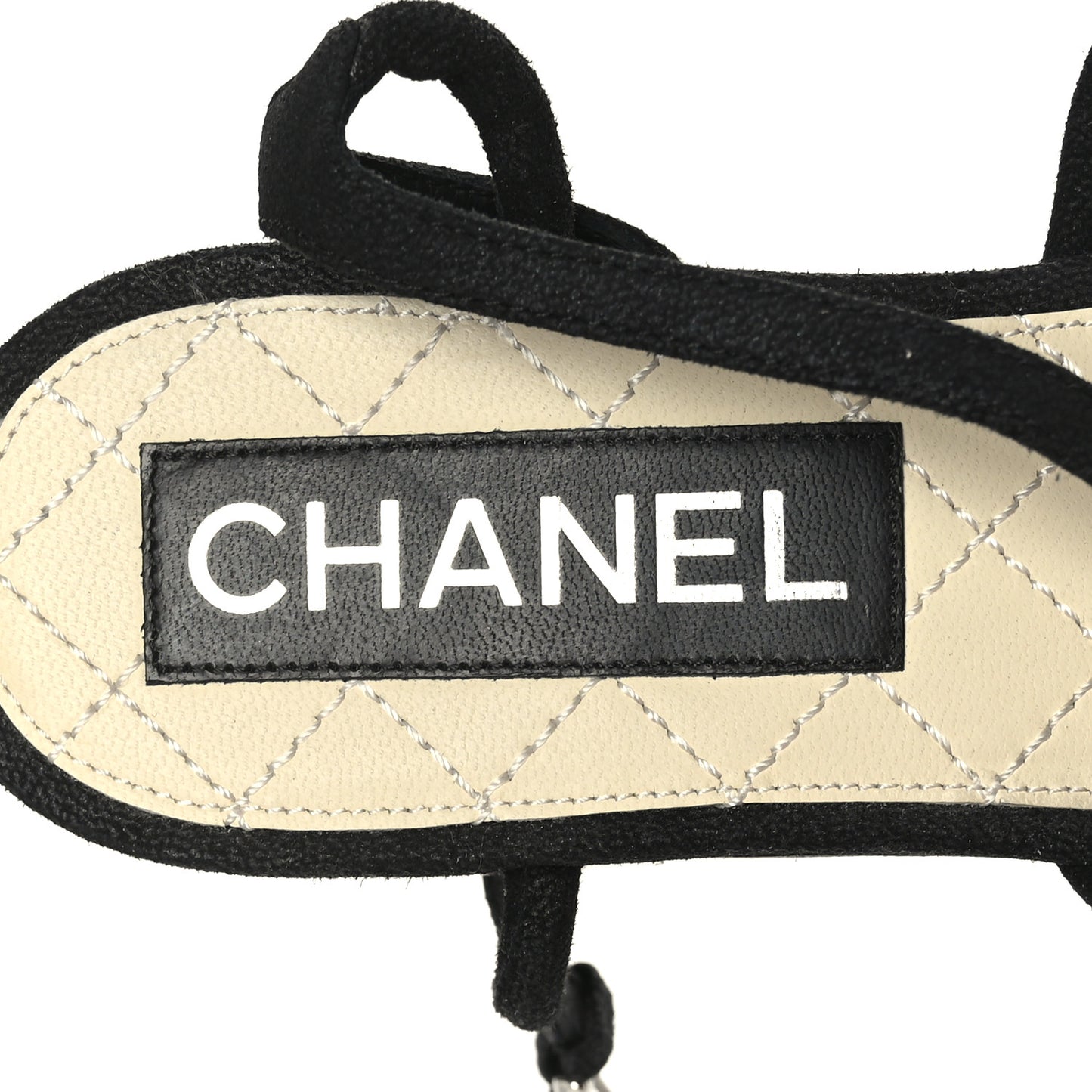 Suede Pearl CC Thong Sandals 36.5 Black