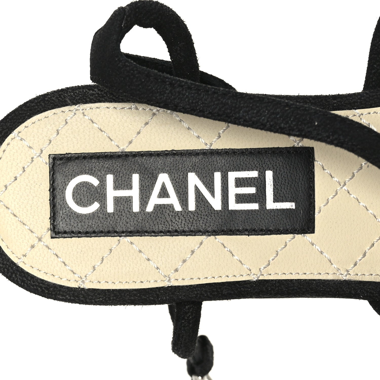 Chanel Suede Pearl CC Thong Sandals 36.5 Black 6 of 7
