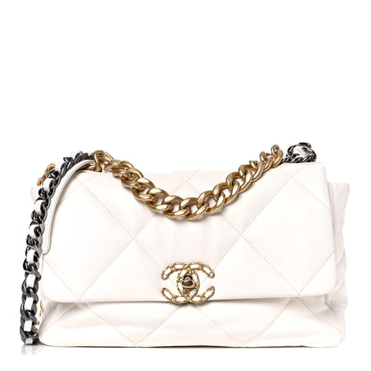 Chanel Lambskin Quilted Large Chanel 19 Flap White 1 of 13