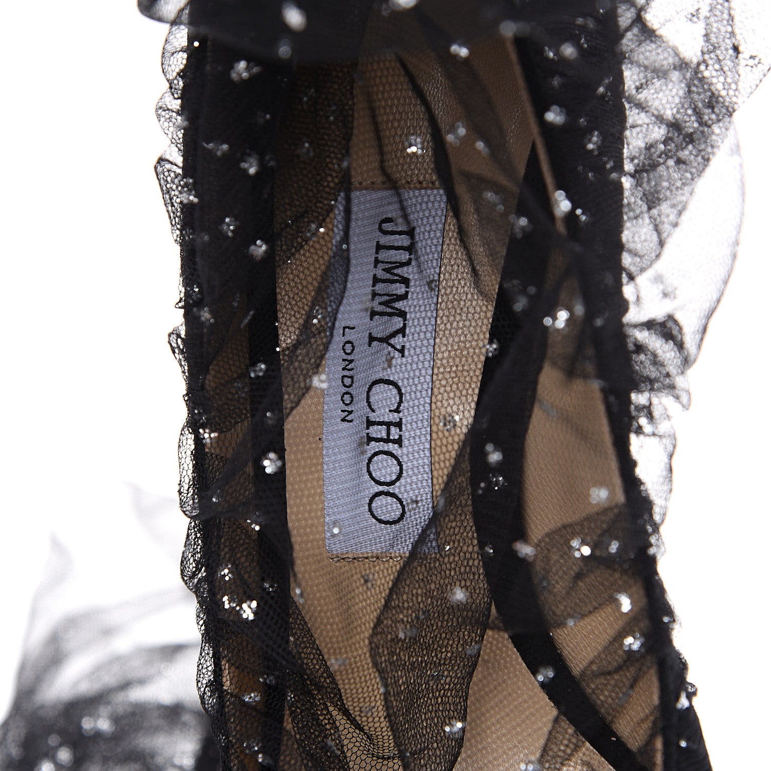 Jimmy Choo Suede Tulle Lavish 100 Pumps 37 Black Silver 7 of 7