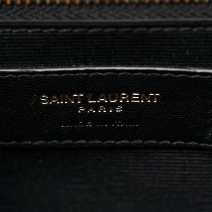 Saint Laurent Grain De Poudre Matelasse Chevron Large Monogram Satchel Black 6 of 10