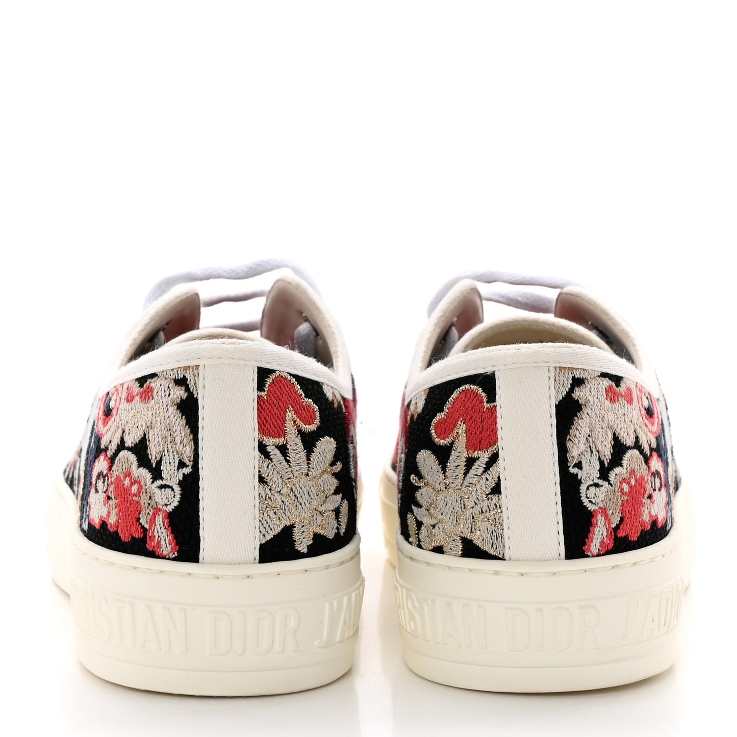 Cotton Floral Pop Embroidered Walk'N'Dior Low Top Sneakers 39 Red Multicolor