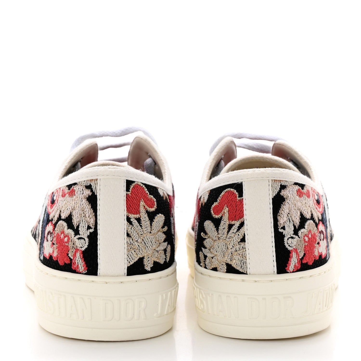 Christian Dior Cotton Floral Pop Embroidered Walk'N'Dior Low Top Sneakers 39 Red Multicolor 5 of 9