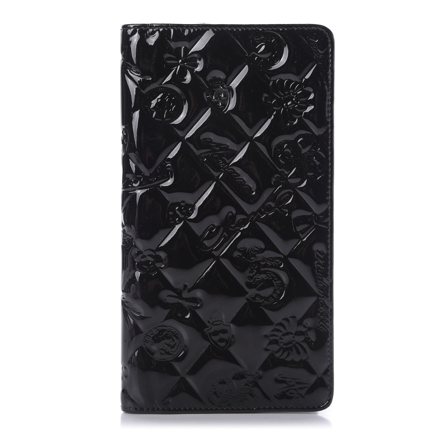 Patent Calfskin Lucky Symbols Agenda Cover Black