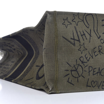 Christian Dior Canvas Embroidered Graffiti Book Tote Vert 8 of 11