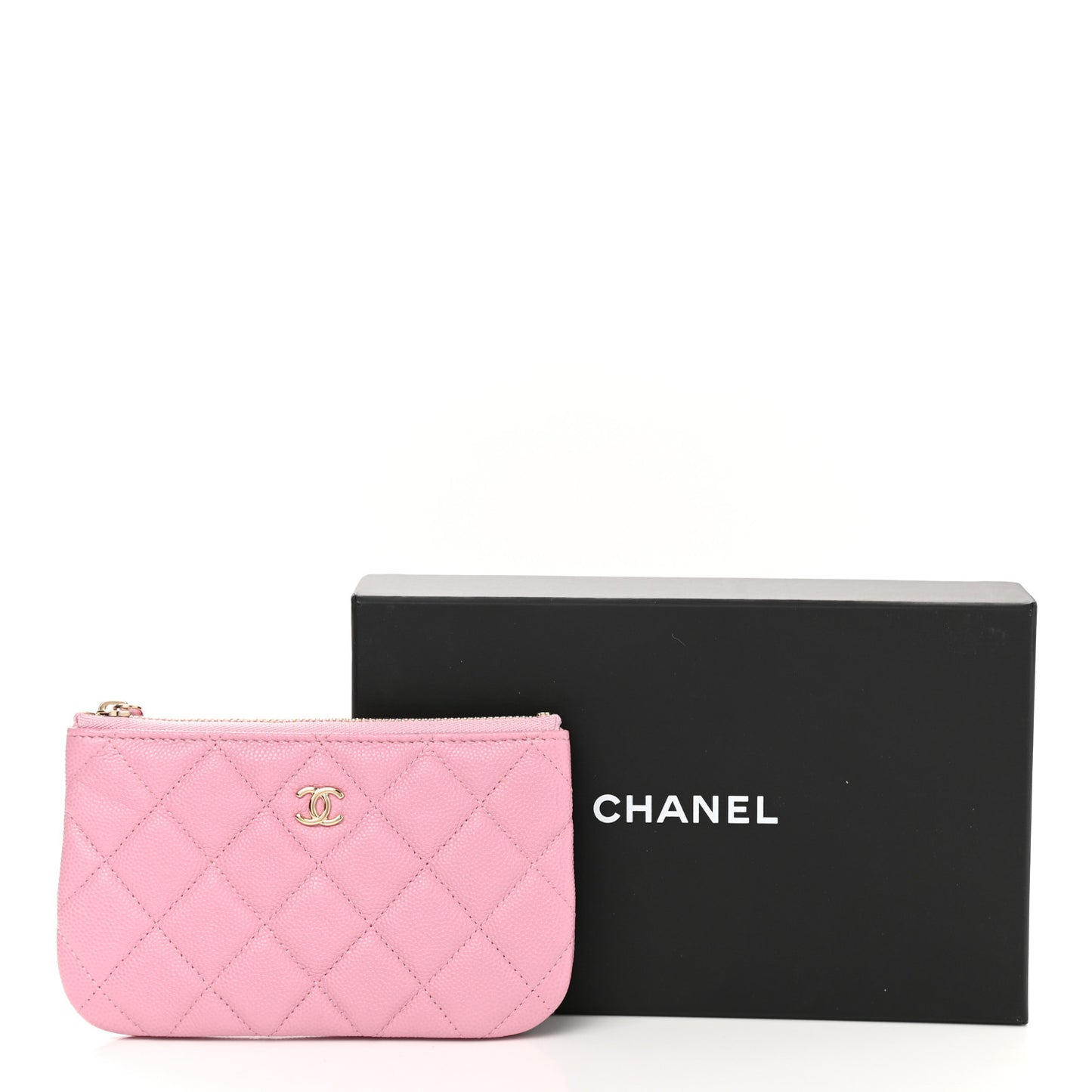 Caviar Quilted Small Cosmetic Case Pink