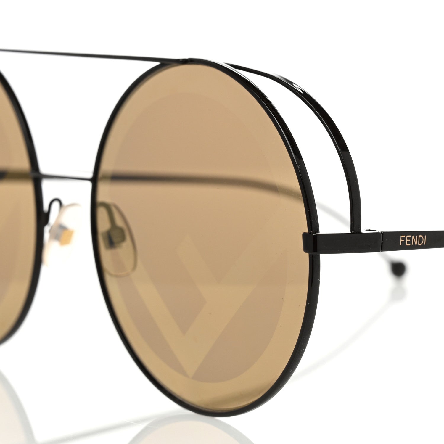 Fendi Metal F is Fendi Printed Run Away Round Frame Sunglasses FF 0285/S Black 7 of 8