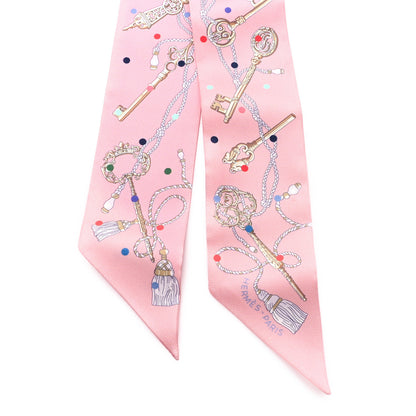 Hermes Silk Les Cles A Pois Twilly Rose Beige Multicolor 2 of 3