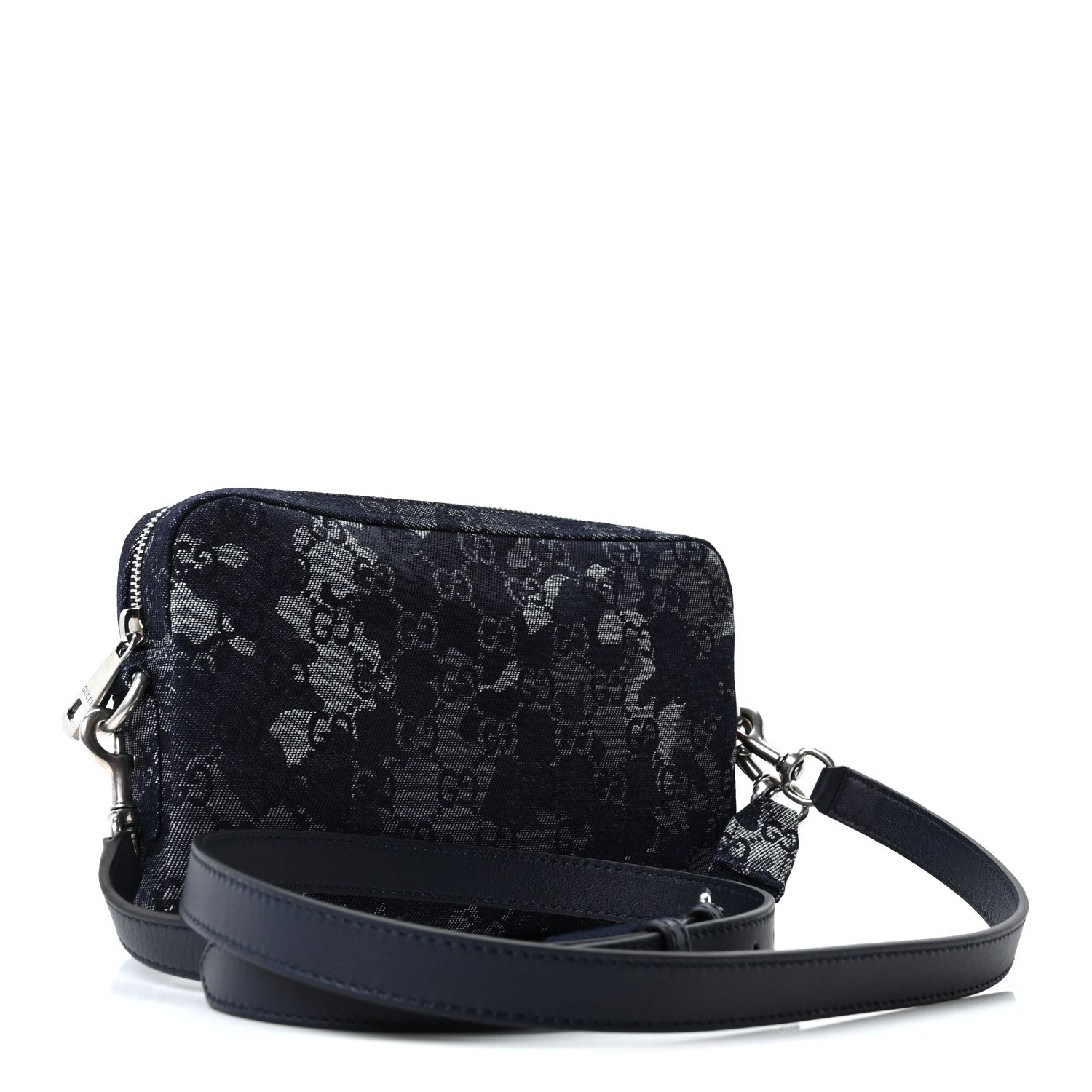 Gucci Denim GG Monogram Camouflage Small Crossbody Bag Blue 3 of 10