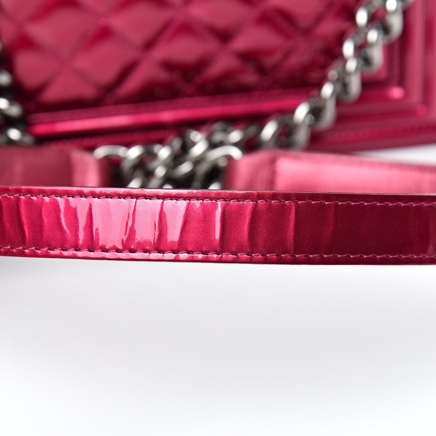 Metallic Patent Calfskin Quilted Small Boy Flap Pink