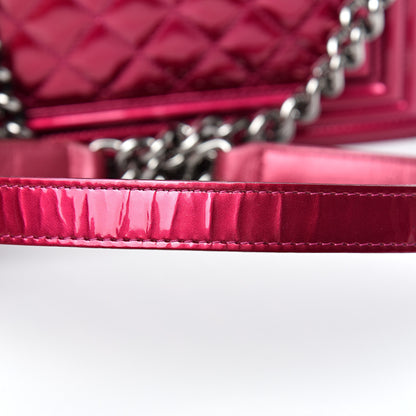 Chanel Metallic Patent Calfskin Quilted Small Boy Flap Pink 10 of 12