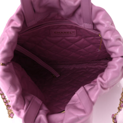 Chanel Shiny Calfskin Quilted Chanel 22 Backpack Lilac 5 of 10