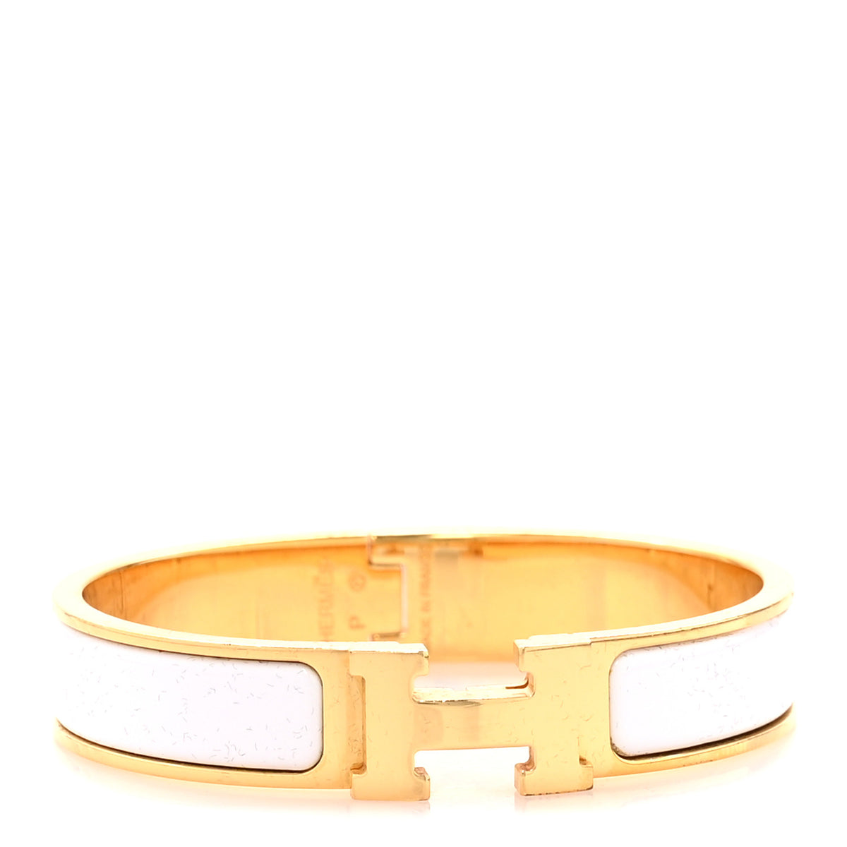 Hermes Enamel Narrow Clic Clac H Bracelet PM White 1 of 5