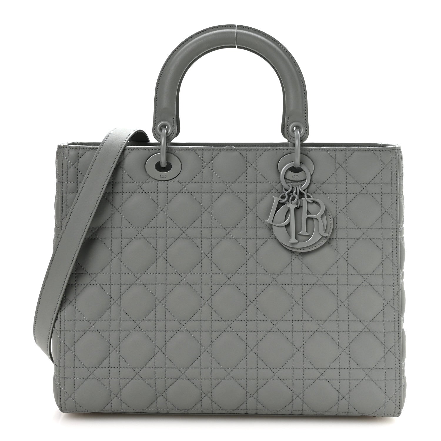 Christian Dior Ultra Matte Calfskin Cannage Large Lady Dior Grey Stone Grey Stone 1 of 10