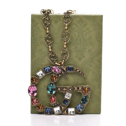 Gucci Crystal Marmont Necklace Aged Gold Multicolor 6 of 6