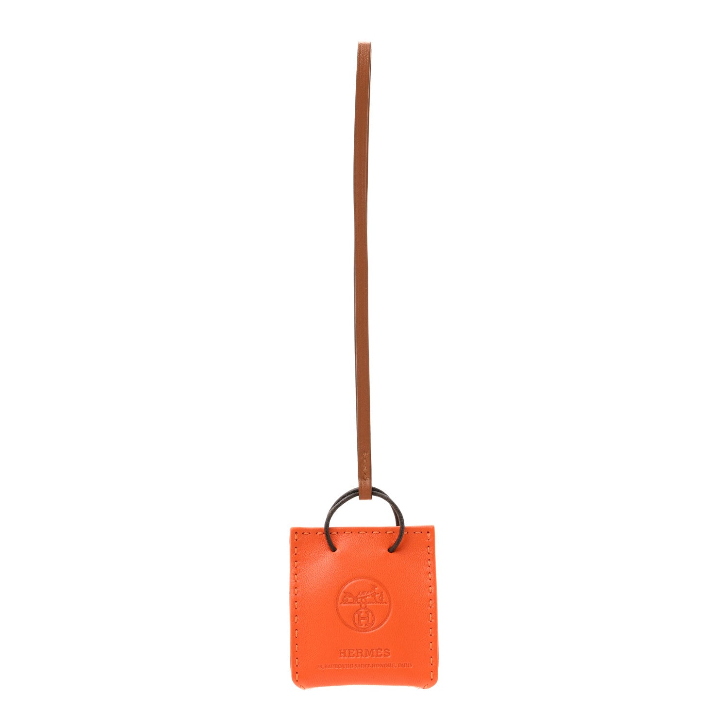 Hermes Milo Lambskin Swift Shopping Bag Charm Feu Gold 1 of 5