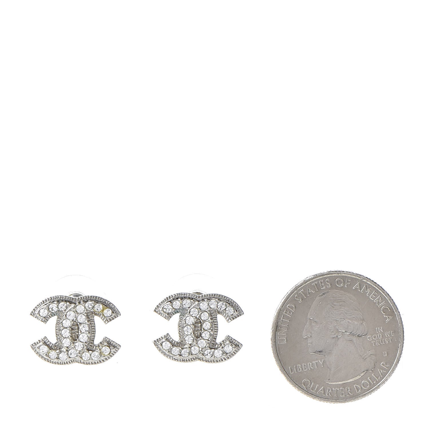 Chanel Crystal CC Earrings Silver 2 of 5