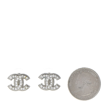 Chanel Crystal CC Earrings Silver 2 of 5