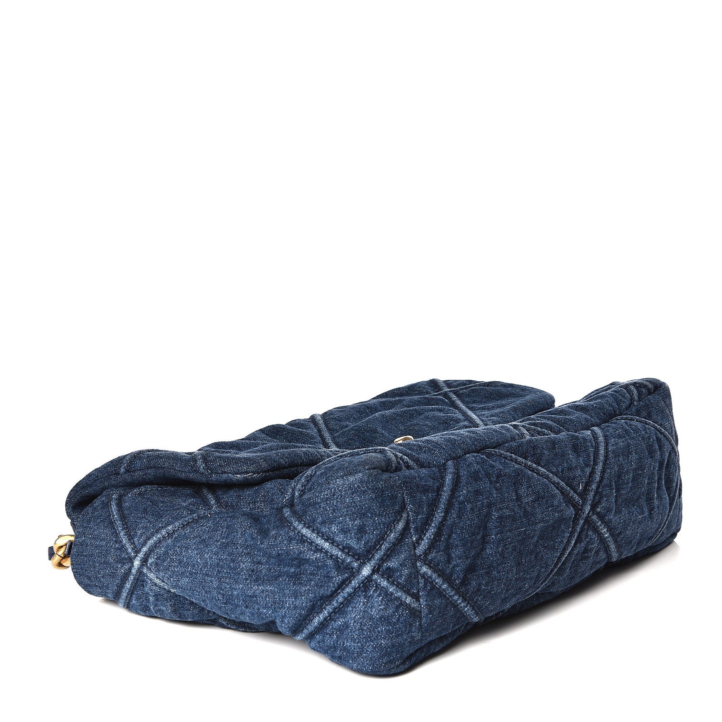 Denim Quilted Large 19 Flap Blue
